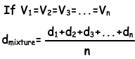 density of mixture having equal volume